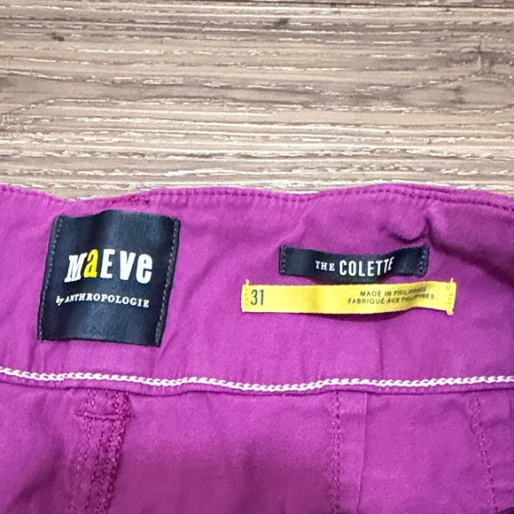 Anthropologie Maeve The Colette Pant Linen Wide Leg Trouser Purple Ankle Sz: 31 - Picture 3 of 10